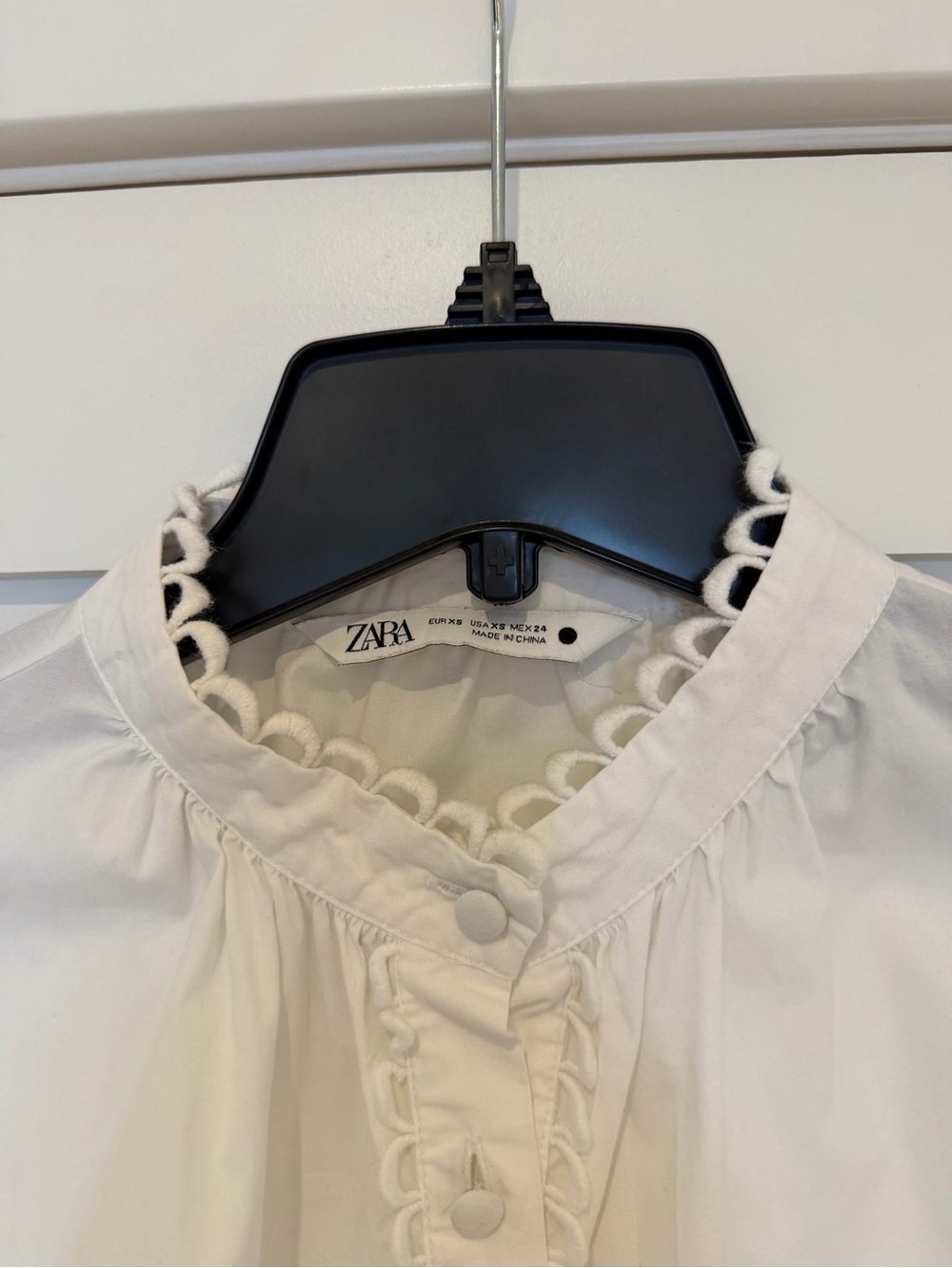 Zara White Ruffle-Trim Button-Down Blouse - Picture 5 of 6